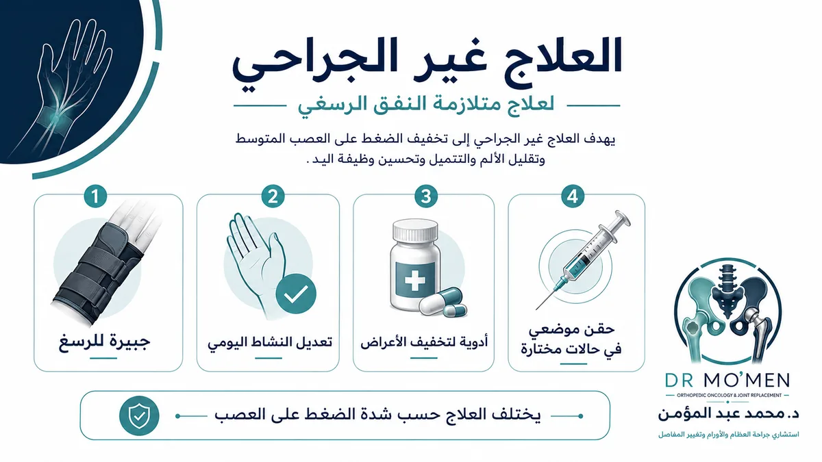 علاج اختناق عصب اليد بالدعامة والحقن وتعديل النشاط