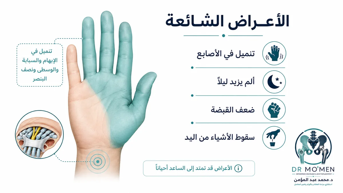 أعراض اختناق عصب اليد وتنميل الإبهام والسبابة والوسطى