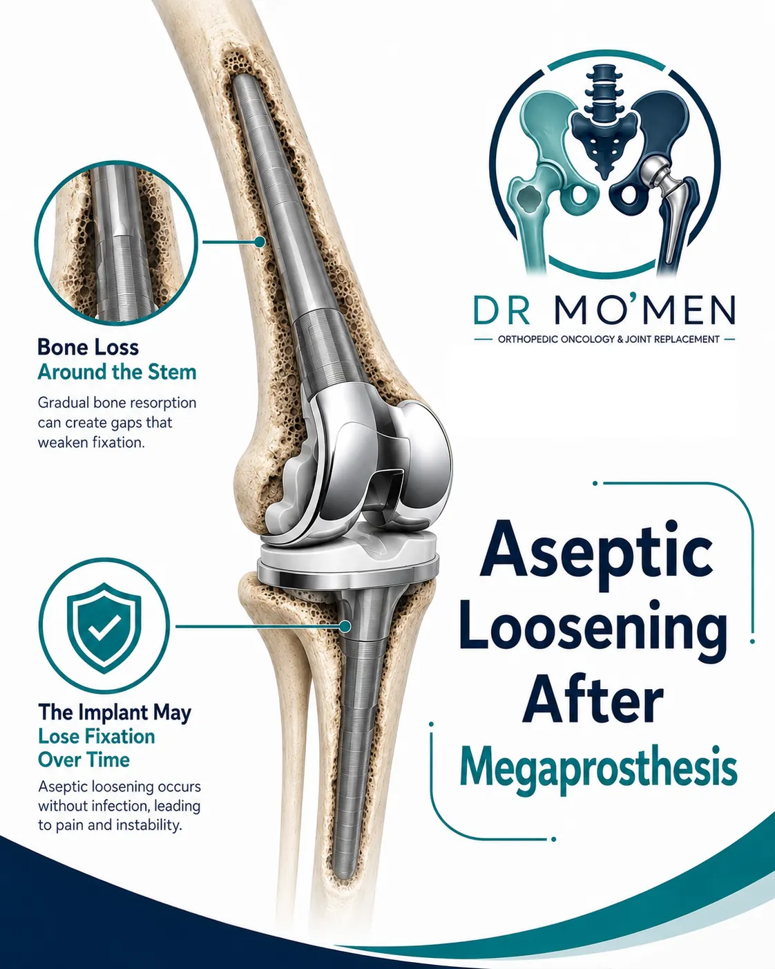 Aseptic loosening of a tumor megaprosthesis with bone loss around the stem