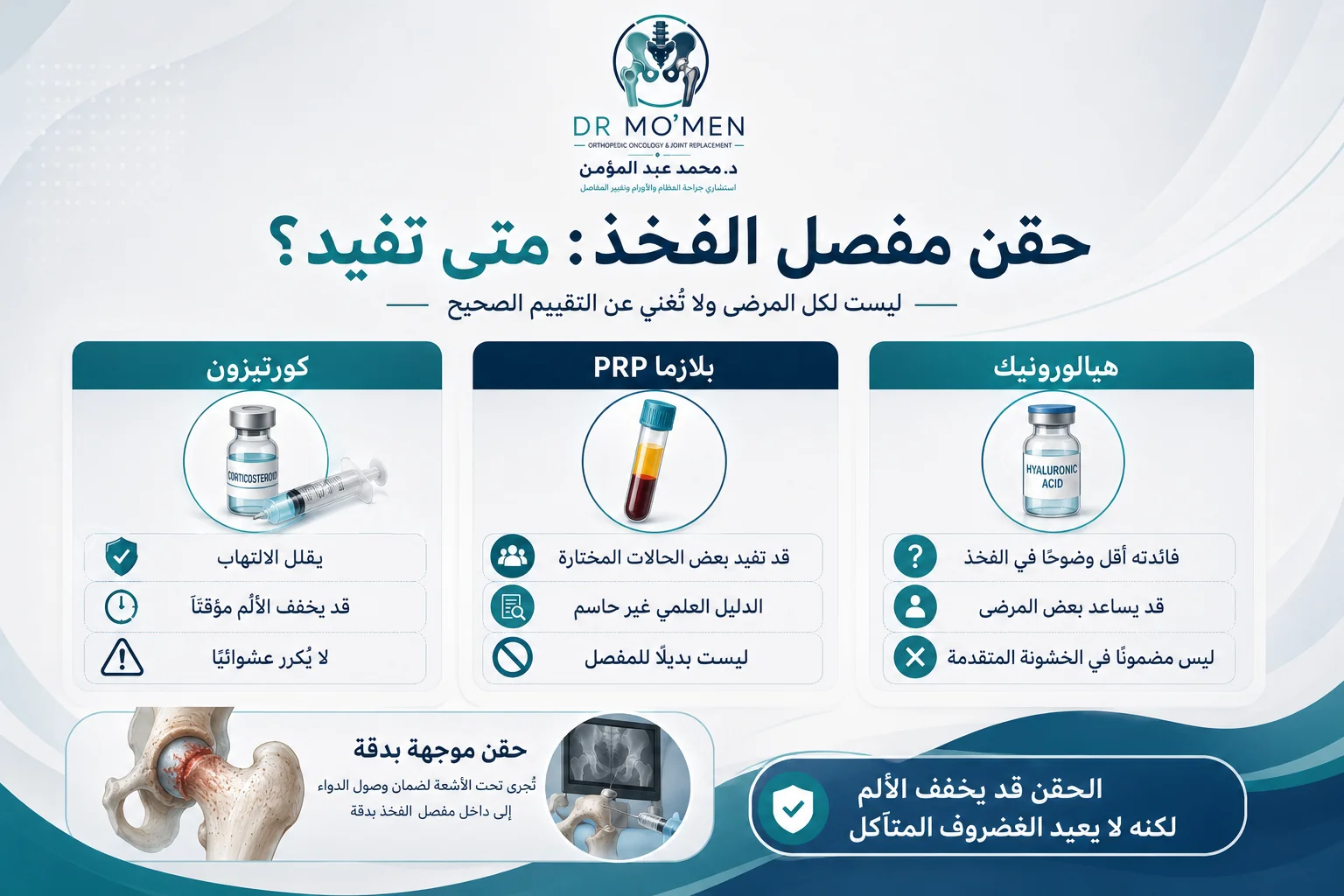 حقن مفصل الفخذ لعلاج خشونة الفخذ ومتى تكون مفيدة