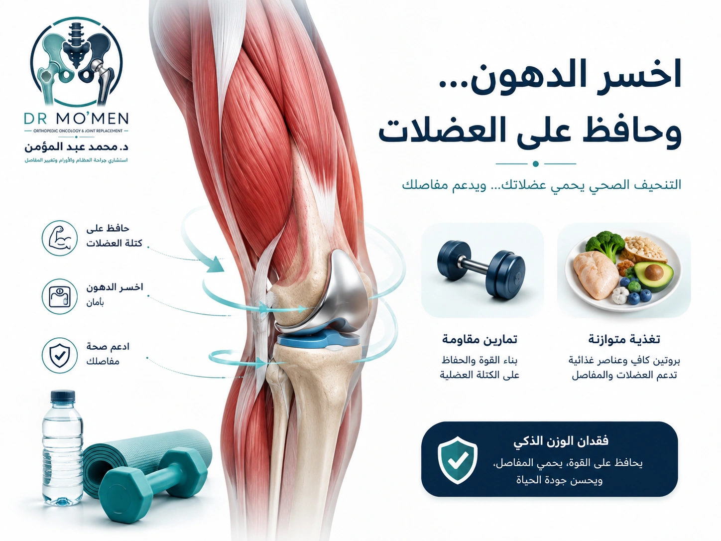 رسم طبي يوضح أهمية تمارين تقوية عضلات الفخذ أثناء إنقاص الوزن